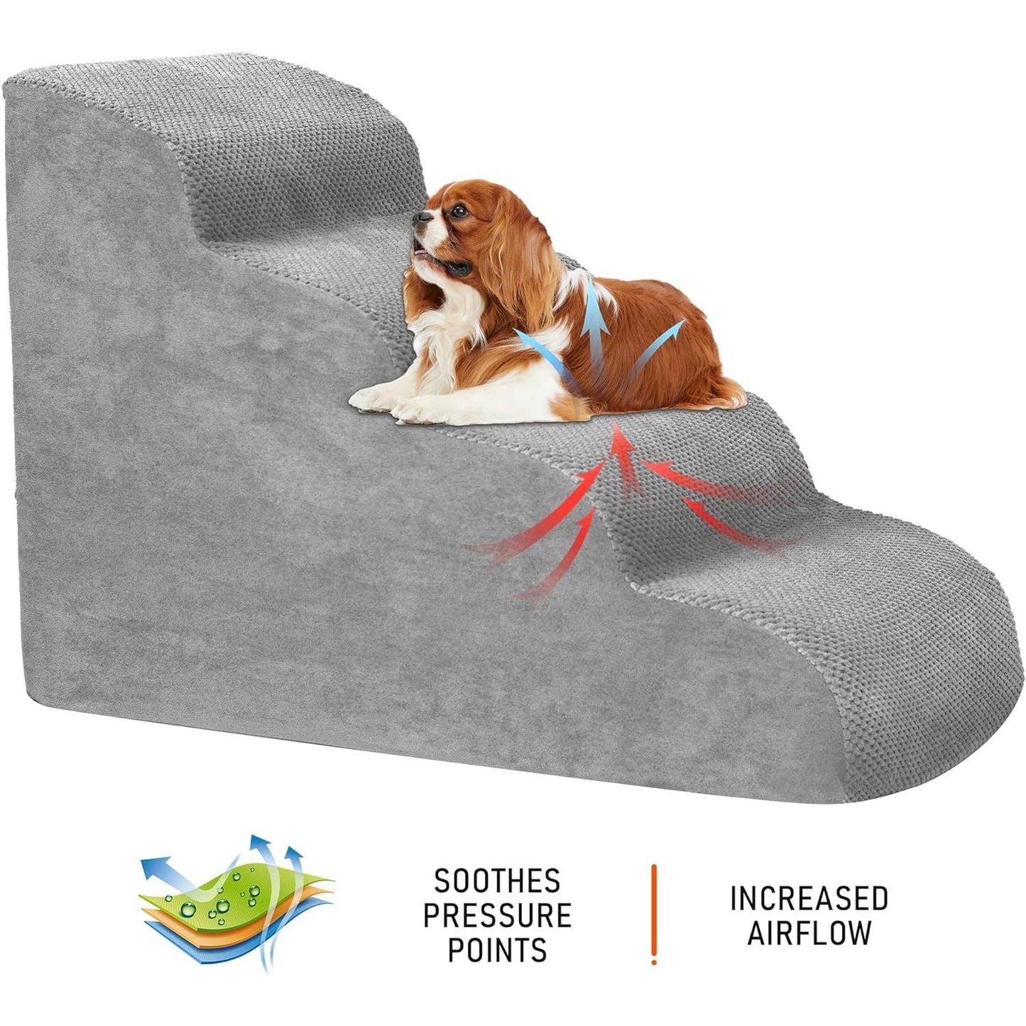 Pet Stairs for Large Dogs - Extra Wide Non-Slip Foam Steps