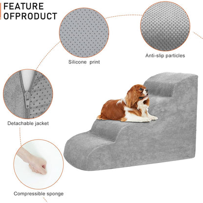Pet Stairs for Large Dogs - Extra Wide Non-Slip Foam Steps