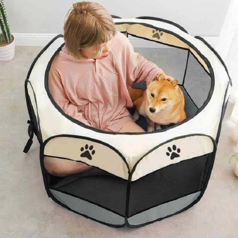 Folding Pet Tent Dog House - Portable Playpen for Large Dogs