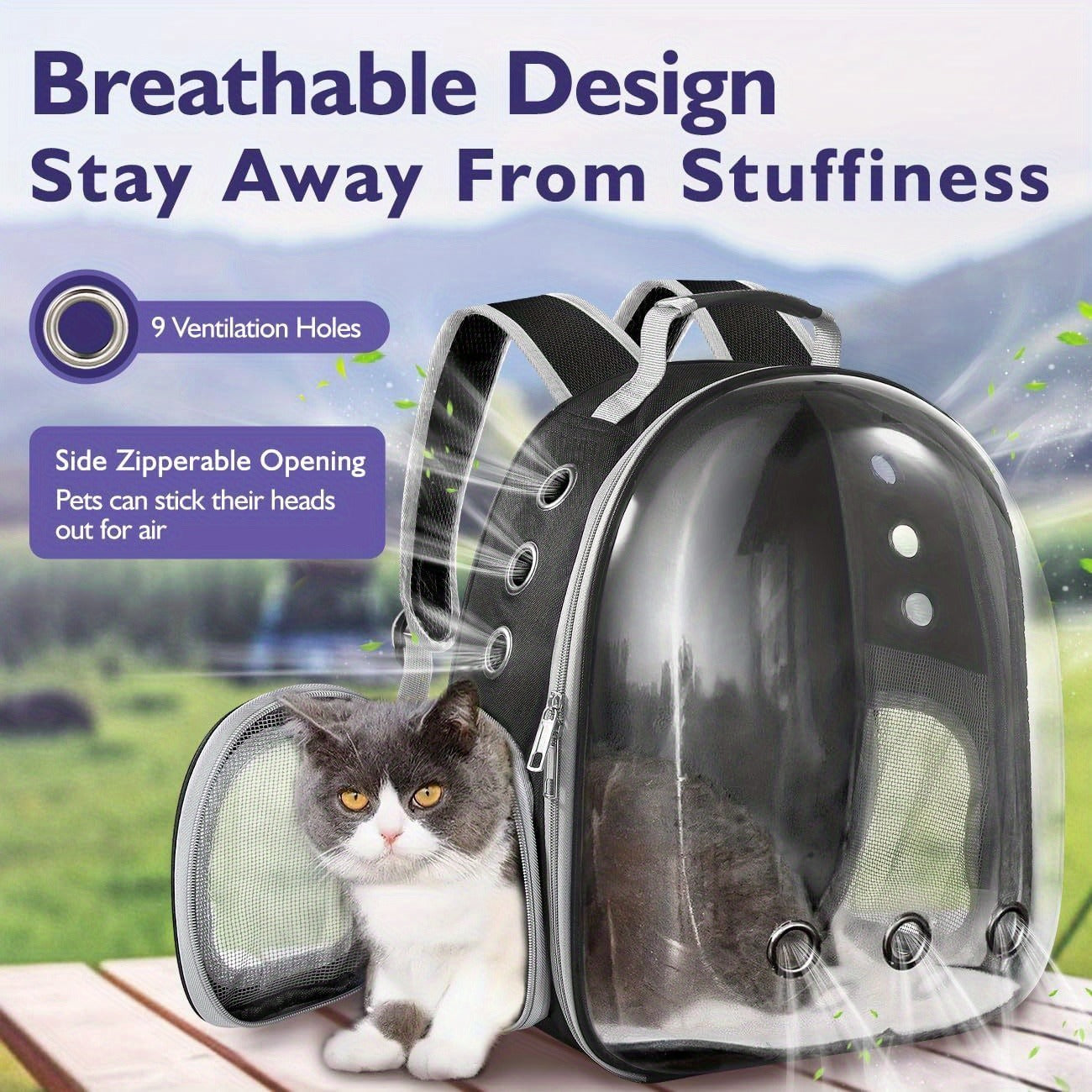 Pet Carrier Backpack: Breathable Bubble Bag for Cats & Dogs