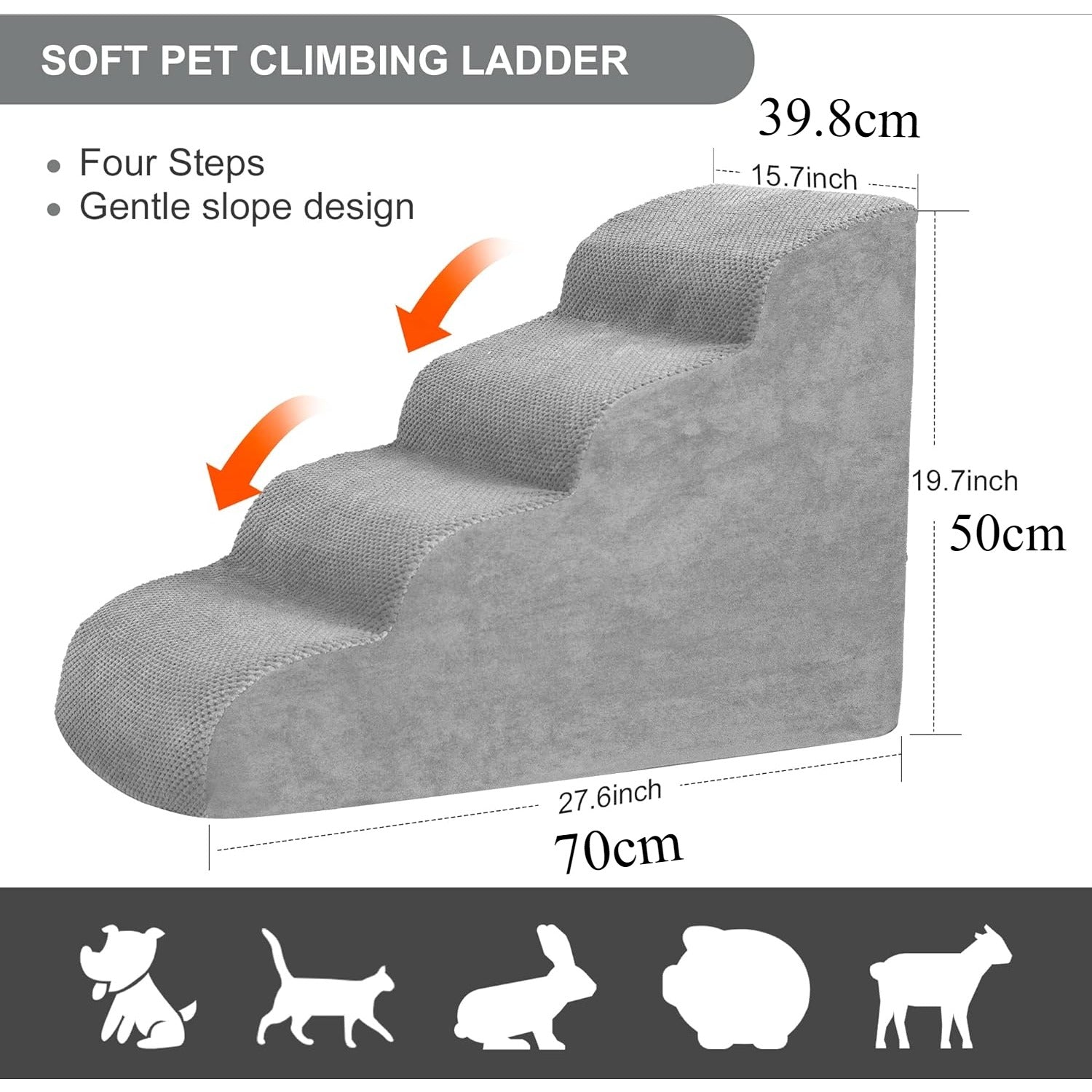 Pet Stairs for Large Dogs - Extra Wide Non-Slip Foam Steps